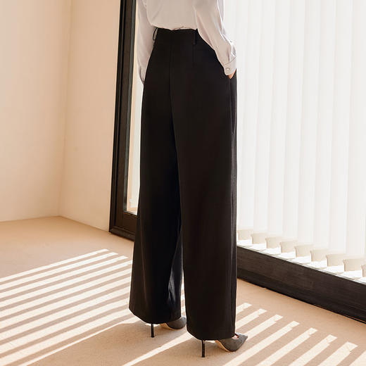 玳莎简约阔腿裤女2025春季新款垂感高腰通勤西装裤宽松直筒休闲裤  FA36307 商品图2