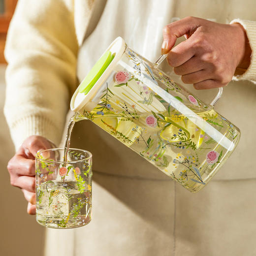 摩登主妇小枝荨玻璃冷水壶耐高温凉水壶水杯大容量茶水分离冷泡壶 商品图0