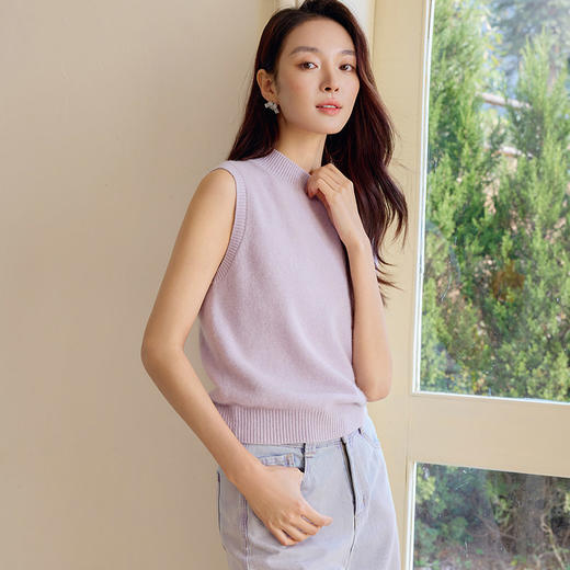 玳莎圆领无袖针织背心女2025春季新款叠穿神器百搭羊毛内搭毛衣  FA33002 商品图1