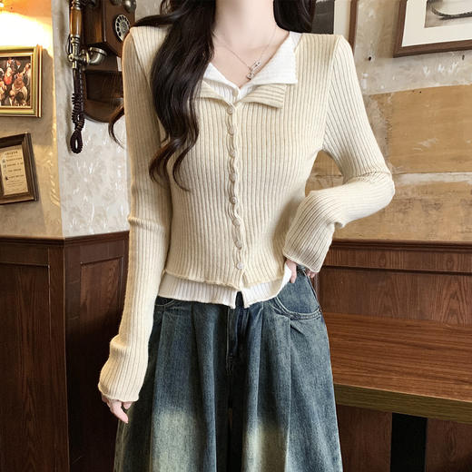 秋冬港风假两件修身短款长袖 可单穿内搭针织衫毛衣 商品图3