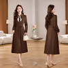 TZW-2025春装新款气质连衣裙高级感OL翻领长袖气质优雅中长裙配领巾 商品缩略图0
