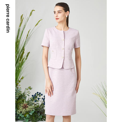皮尔卡丹女装连衣裙假两件商务通勤短袖香风裙子P3210D3152Z1 商品图1