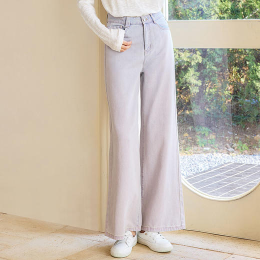玳莎高腰阔腿牛仔裤女2025春季新款宽松直筒套色水洗裤子显瘦  FA36308 商品图0