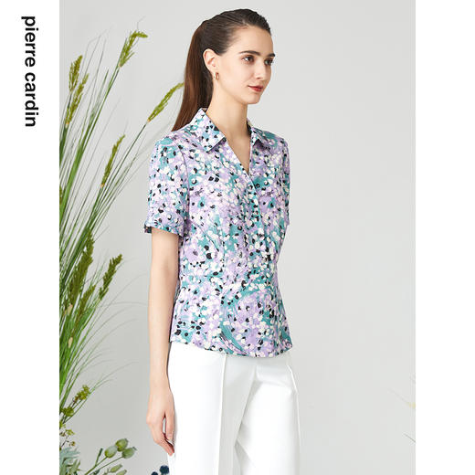 皮尔卡丹女装新款通勤淑女桑蚕丝短袖衬衫P3229A3016Z3 商品图3