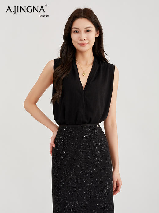 【时髦V领】阿菁娜通勤百搭V领纸片人背心针织衫F30C301003 商品图4