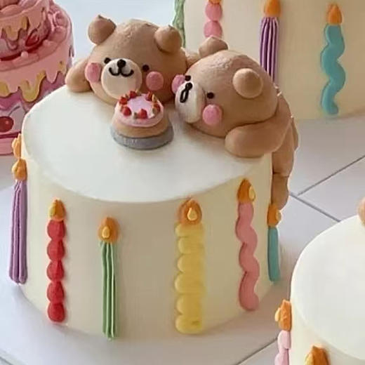 呆萌熊蜡烛蛋糕 商品图0