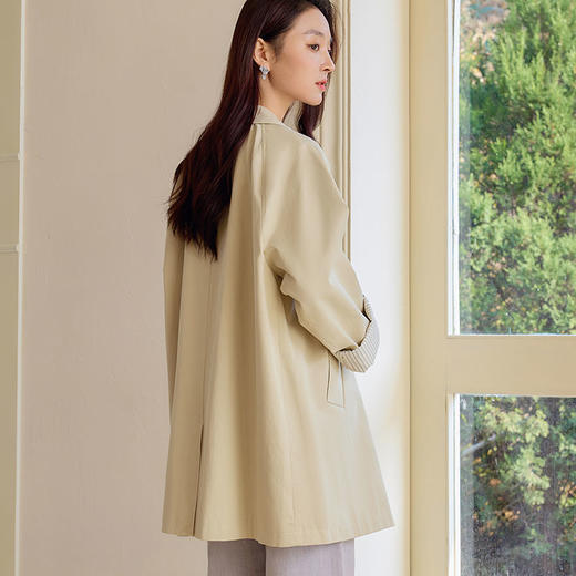 玳莎高级感时尚翻领风衣2025春季新款小个子中长款宽松卡其外套女  FA38301 商品图2