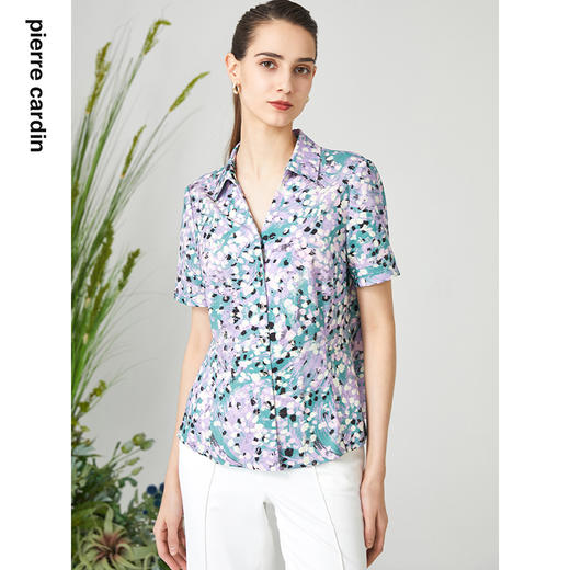 皮尔卡丹女装新款通勤淑女桑蚕丝短袖衬衫P3229A3016Z3 商品图1