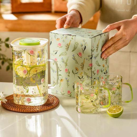 摩登主妇小枝荨玻璃冷水壶耐高温凉水壶水杯大容量茶水分离冷泡壶 商品图4