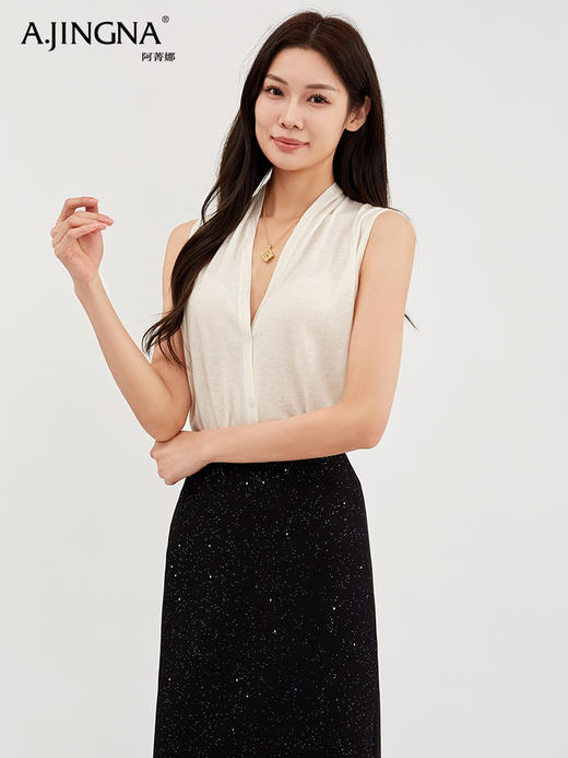 【时髦V领】阿菁娜通勤百搭V领纸片人背心针织衫F30C301003 商品图2