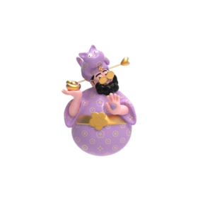 四喜财神-丁香紫印花9cm