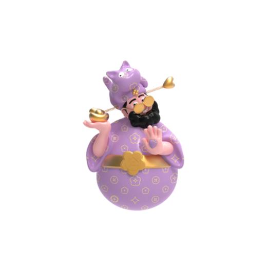 四喜财神-丁香紫印花9cm 商品图0