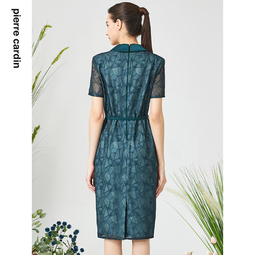 皮尔卡丹女装连衣裙气质印花短袖通勤收腰气质A字裙P3222D3115G2 商品图2