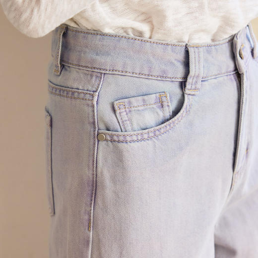 玳莎高腰阔腿牛仔裤女2025春季新款宽松直筒套色水洗裤子显瘦  FA36308 商品图3