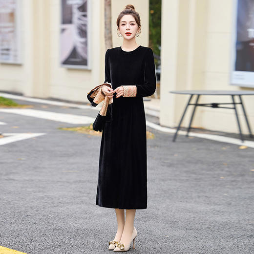 TZW-2025春季新款民族风两件套裙新中式提花马甲丝绒连衣裙时尚休闲套 商品图3