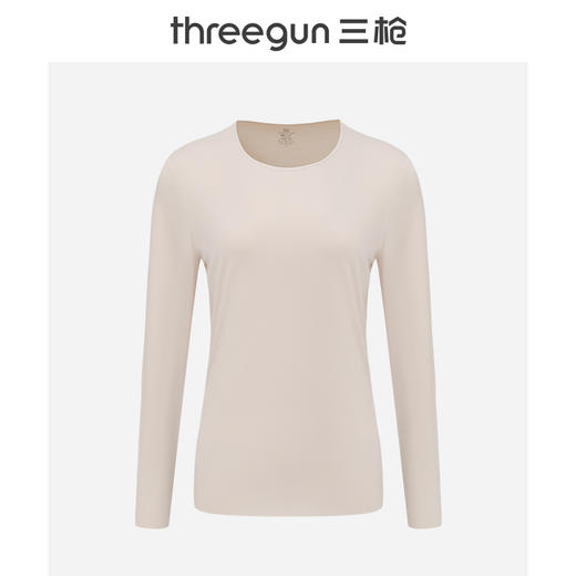 Threegun三枪 真丝木代尔无痕圆领女打底衫-24426A021 商品图0