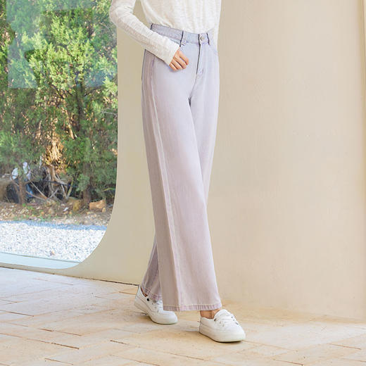 玳莎高腰阔腿牛仔裤女2025春季新款宽松直筒套色水洗裤子显瘦  FA36308 商品图1