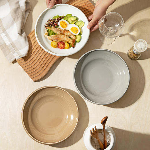 摩登主妇简约盘子家用菜盘2025新款高级感餐具汤盘沙拉盘餐盘深盘 商品图2