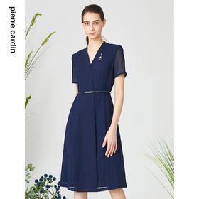 皮尔卡丹女装连衣裙知性通勤纱袖通勤收腰连衣裙P3215D3113L2