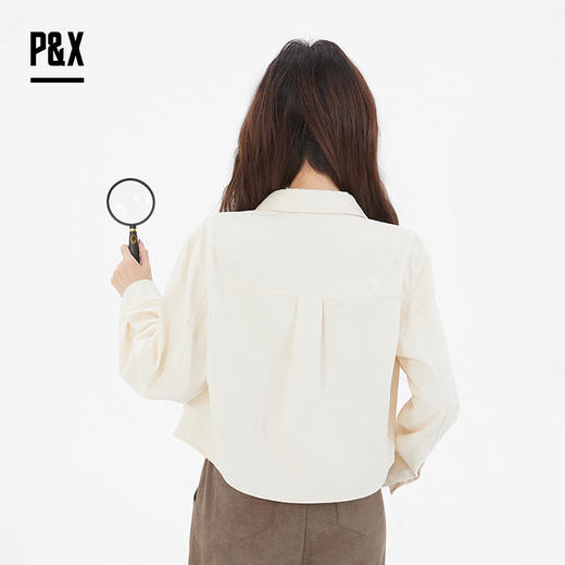 P&X设计师女装 新款POLO领纯色休闲短外套两件套825115110 杏/咖 商品图4