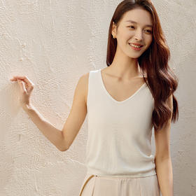 玳莎V领针织吊带背心女2025年春季新款修身销售百搭内搭打底上衣  FA33004