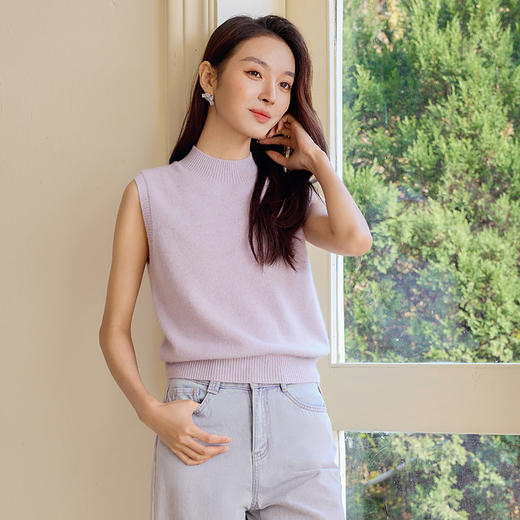 玳莎圆领无袖针织背心女2025春季新款叠穿神器百搭羊毛内搭毛衣  FA33002 商品图0