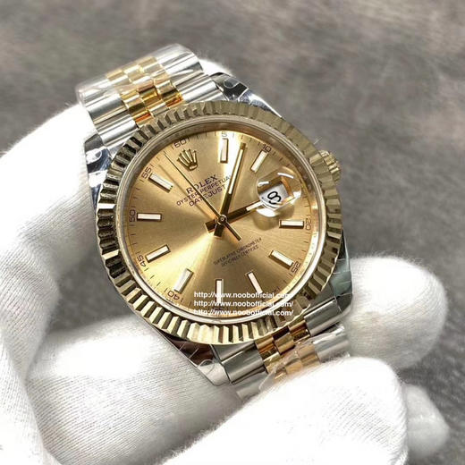 Noob劳力士日志型41mm副本以及修正近年间三角抗纹外圈包金度不够的问题，表壳用精钢材并采用真K金包金用来解决金表变暗、掉色、掉皮的尴尬问题，搭载客户订制的ETA进口2836机芯 商品图3