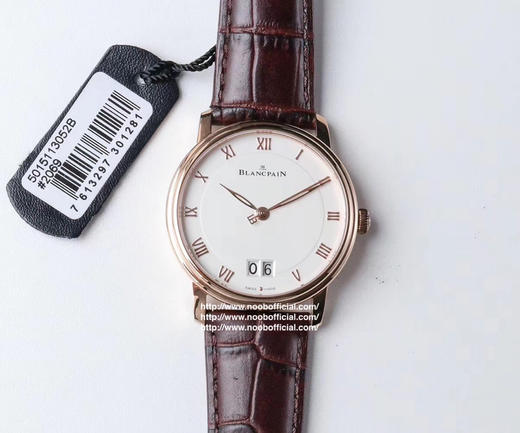 NOOB复刻:宝珀经典优雅的Villeret系列大日历视窗腕表，复刻宝珀原装6950机芯，功能与原装一致，双窗大日历，大日历功能通过两个并列宽阔的视窗以大号数字显示出来，令日期读数一目了然 商品图7