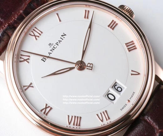 NOOB复刻:宝珀经典优雅的Villeret系列大日历视窗腕表，复刻宝珀原装6950机芯，功能与原装一致，双窗大日历，大日历功能通过两个并列宽阔的视窗以大号数字显示出来，令日期读数一目了然 商品图9