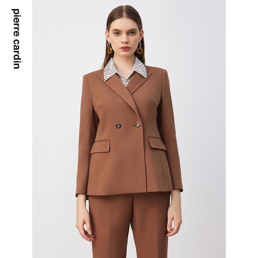 皮尔卡丹女装西服驼色羊毛高级感商务通勤上衣外套P3343U3004M0 商品图0