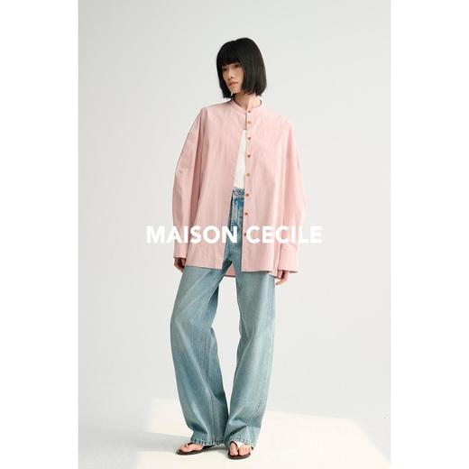 MAISON CECILE三色/弧形袖全棉圆领宽松随性风衬衫 商品图3