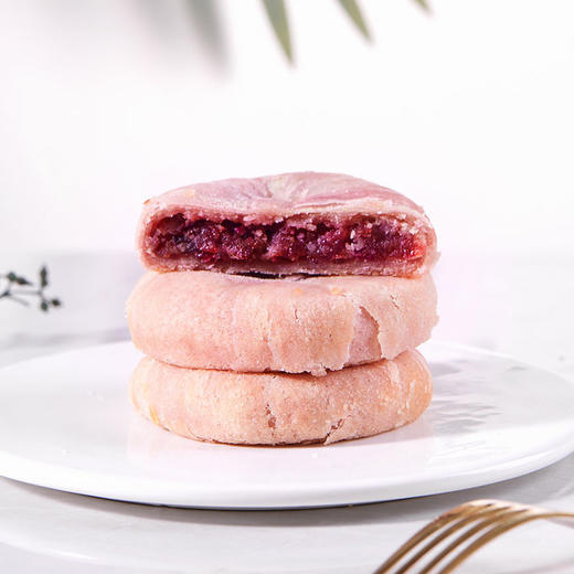 野风酥山东特产玫瑰鲜花饼200g盒装（抹茶味紫薯味玫瑰味） 商品图3