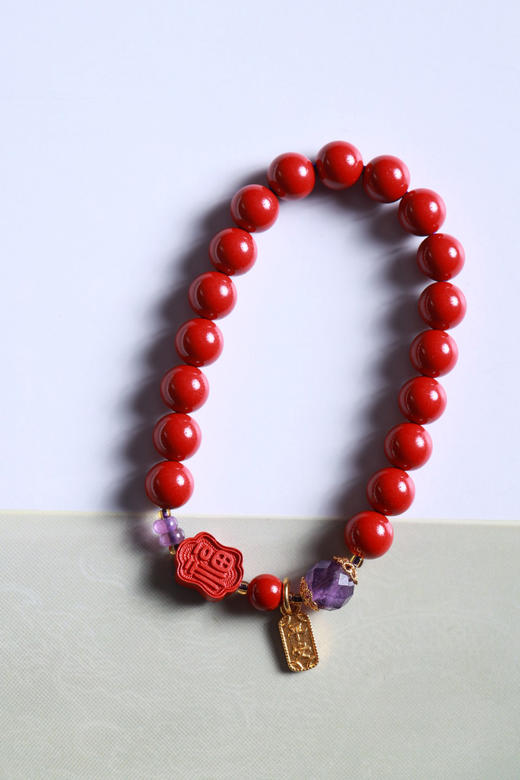 YHZS0119°朱砂+双面福字手串 商品图1