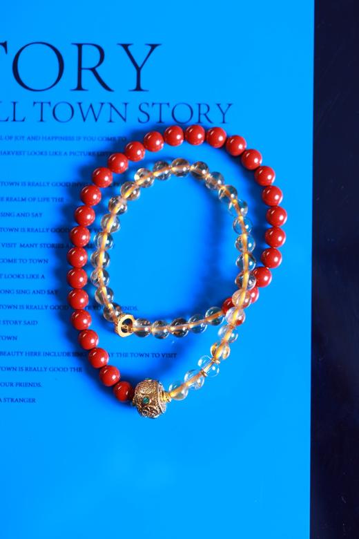 YHZS0155°朱砂+黄水晶手串 商品图1