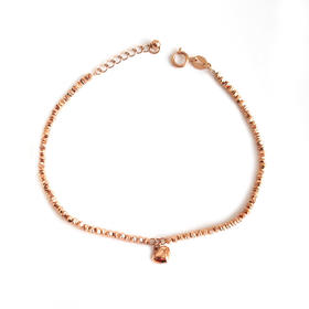 【天然正品】AU750玫瑰金时尚设计款爱心串珠手链18CM（长度可调节）女士  现售价：2280特价！ 240125NJS28