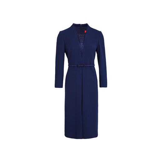 皮尔卡丹女装连衣裙春秋假两件通勤职业羊毛A字裙P2318E2845L2 商品图4