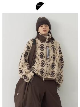 半圆/D24401654/民族提花羊羔毛外套