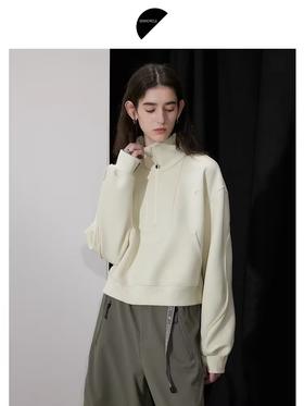 半圆/D24401614/冬季加绒加厚立领短款卫衣