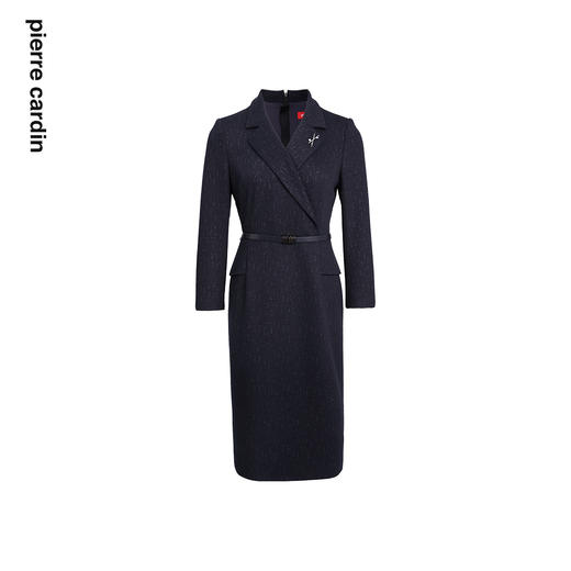 皮尔卡丹女装连衣裙假两件羊毛修身商务OL长袖连衣裙P2402E2842L5 商品图4