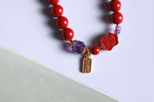 YHZS0119°朱砂+双面福字手串 商品图4