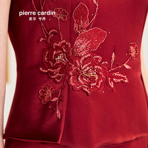 皮尔卡丹女装夏季新款红色圆领假两件连衣裙时尚P0209DS56T0 商品图3