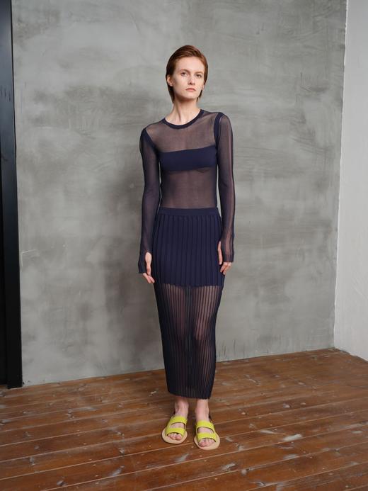 错位透视针织半裙 商品图0