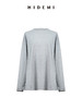 HIDEMI 【当当同款】极简圆领廓形落肩款oversize长袖基础款宽松t恤 奶油青柠绿/黑色/白色/浅灰 商品缩略图14