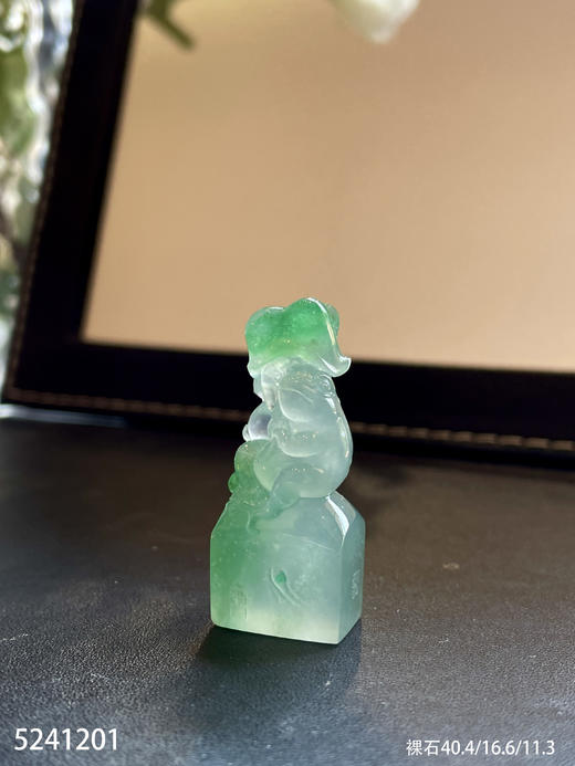 玻璃种飘翠青蛙印章【5241201】具体价格微信咨询 商品图3