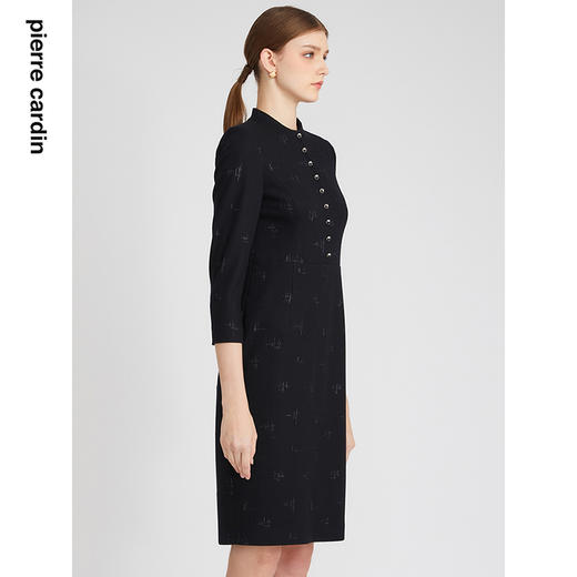 商场同款皮尔卡丹女装冬季新款黑色羊毛中长款连衣裙P2412E2883B0 商品图1