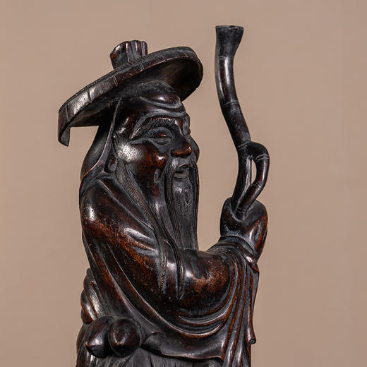 清 沉香木雕东方朔偷桃人物像 商品图2