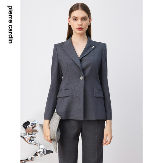 商场同款皮尔卡丹女装秋冬新款灰色绵羊毛西服上衣P3302U3991H0 商品图0