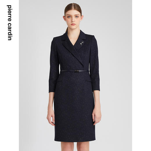 皮尔卡丹女装连衣裙假两件羊毛修身商务OL长袖连衣裙P2402E2842L5 商品图0