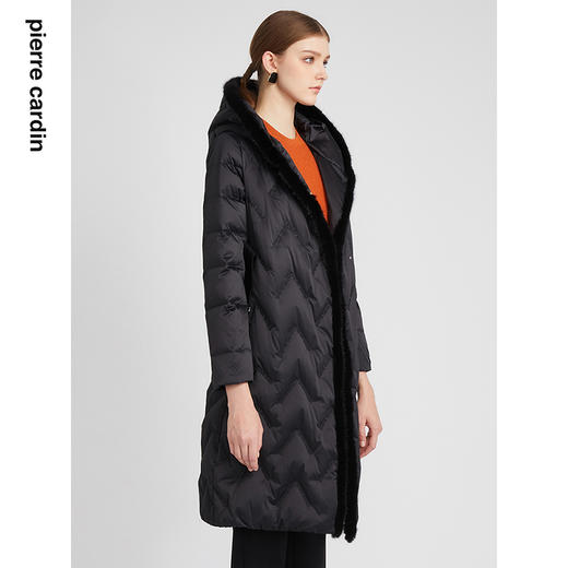 皮尔卡丹女装羽绒服时尚貂毛拼接通勤白鹅绒羽绒服P2493Y2410B0 商品图1