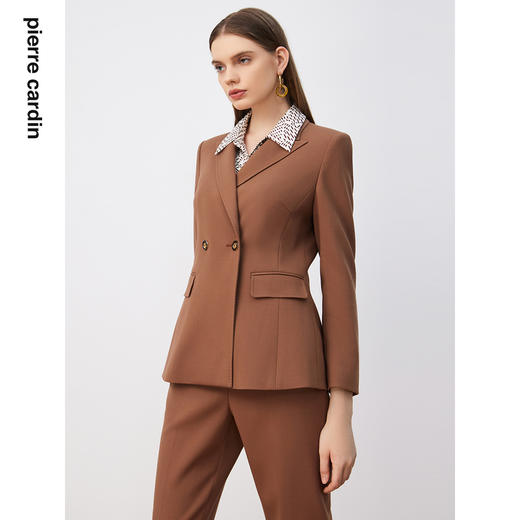 皮尔卡丹女装西服驼色羊毛高级感商务通勤上衣外套P3343U3004M0 商品图1